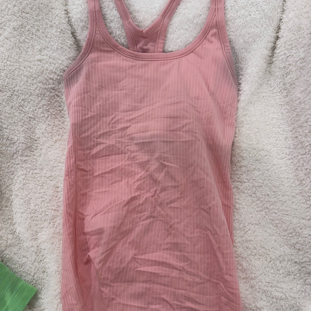 Pink Ribbed Women's Tank Top